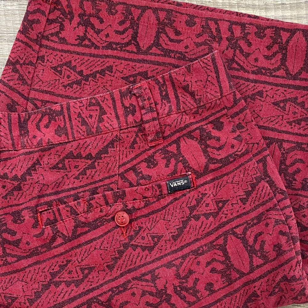 Vans Red and Black Men’s Flat Front Shorts